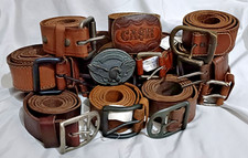 Vintage AMERICAN EAGLE Embossed 100% Genuine Leather Cowboy Belts with Buckles