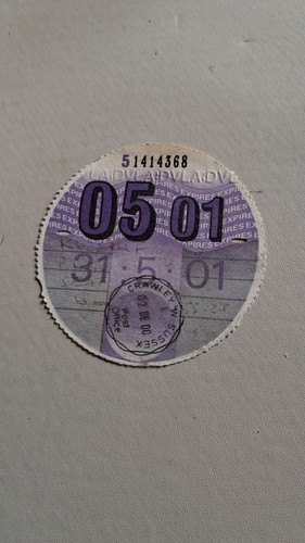 Genuine may 2001 tax disc - genuine,