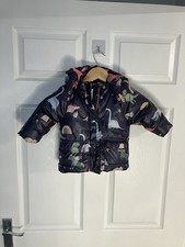 Baby Girls Age 6-9 Months Coat Navy Unicorns & Dinosaurs