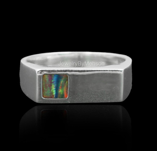 Black fire opal signet - fire,