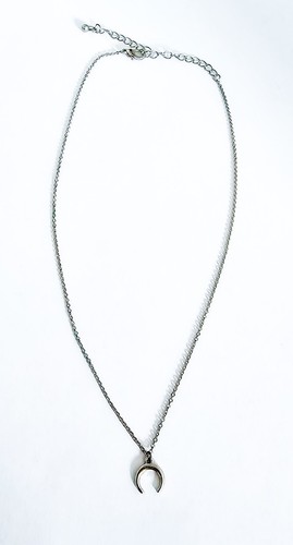 Silver crescent moon - moon, pendant