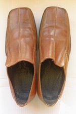 Lambretta men's uk 8 / 42  designer brown leather slip on formal loafer shoes