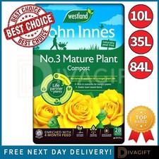 NO.3 MATURE PLANT COMPOST SOIL PEAT FREE WITH FEED 10L 35L WESTLAND JOHN INNES 