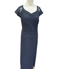 Debut Debenhams Navy Dress Lace Top  Occasions Maxi Long Size 16 Charity Sale