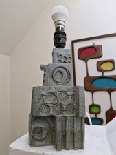Vintage Brutalist Lamp Mid-Century Abstract Retro Pottery MCM 