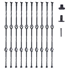 VEVOR Staircase Metal Balusters 44'' Steel Deck Spindles w/ Screw Double Baskets
