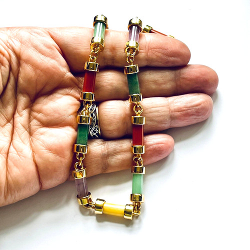 Multicoloured jadeite necklace - jadeite,