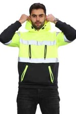 Hi Vis Jacket 4Zip Waterproof Bomber Work Hooded Jackets Safety Lined New Hoodie