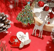 Christmas Brooch Rhinestone