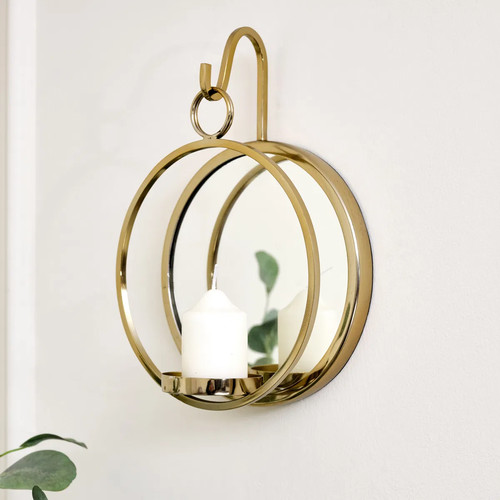 Round gold mirrored wall - round,