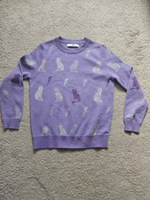 M&S Purple Cat and Lightning bolt Sweater - Size 7-8 years
