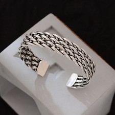 Mens Heavy Woven Torque Bangle
