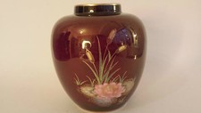 Carlton Ware Lustre Bullrushes, Dragonfly & Waterlily ginger jar w/out lid