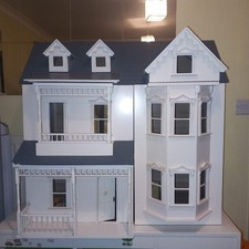 Large Wooden Dolls House – Victorian Style Mansion with Bay Windows & Balcony