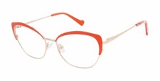 Betsey Johnson Five Stars Coral Cat Eye Plastic Optic Eyeglasses Frame 54-17-140