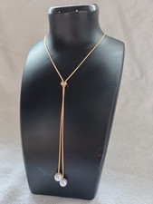 Pearl Drop Gold Y Necklace –