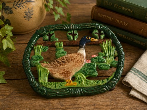 Vintage cast iron duck trivet - vintage,