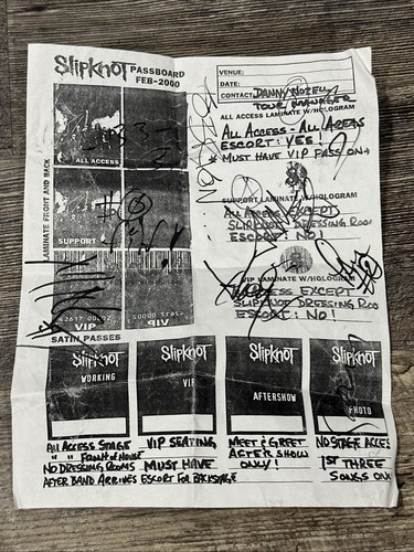 Slipknot backstage pass - pass, sheet