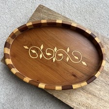 Moroccan Thuya Wood Burl Serving Tray Plate Folk Art Handmade Wooden