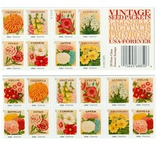 US # 4763b VINTAGE SEED PACKETS (2013) - 20 Forever Stamps Booklet Floral MNH