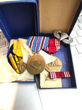 WW2 -STERLING SILVER JUMP WINGS -Original Good Conduct Medal+ Pin + Ribb  in Box
