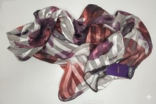 Vintage Liberty London AW2001 Anemone 100% Silk Jacquard Scarf Grey Plum Brown 