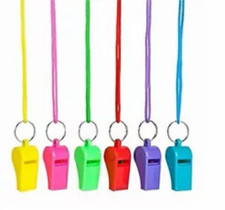 Whistle on Coloured String Sports Neon Colours Red Pink Purple Blue Yellow 