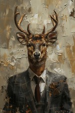 Stag In a Suit Canvas Picture