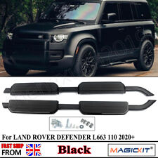 FOR LAND ROVER DEFENDER 110 ALUMINIUM SIDE STEPS RUNNING BOARDS L663 BLACK 2020+