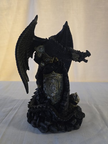 Black armored dragon holding - black,