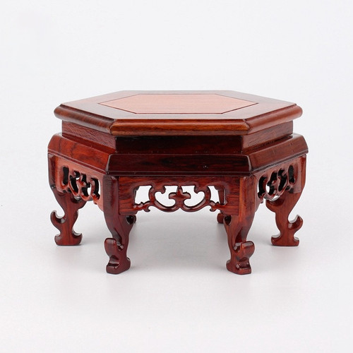 Carved hexagon wooden - wooden, pedestal