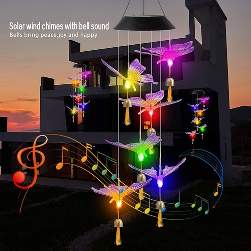 Solar butterfly wind chimes - solar,
