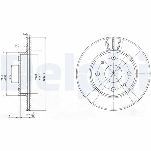 Brake disc delphi bg3555 - brake,
