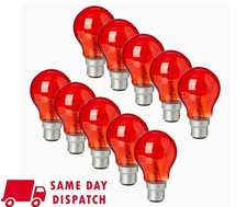 Eveready Red Fireglow GLS Bulbs B22 Bayonet Cap 60W Pack of 10 Free P&P