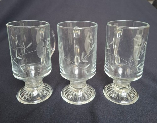 Set vintage floral etched - vintage,