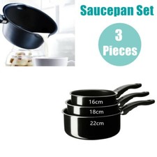 3 Pieces Induction Pan Set Non Stick Saucepan Set Kitchen Cookware Pot Gas Hobs