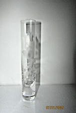 Stuart crystal Strathearn small glass tube vase with etched birds design