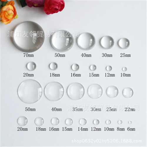 Clear glass cabochon round - clear,