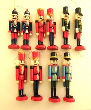 10 x German Nutcracker Christmas Decorations - Wood Hand Painted - 5" Tall Loops