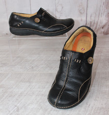 Clarks UN LOOP Unstructured Black Leather Comfort Nurse Shoes 5 D UK