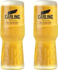2x Carling One Pint 20oz Toughened & Nucleated Beer Glass Latest Design M19 New
