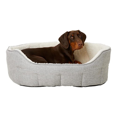 Grey linen scallop oval - oval, dog
