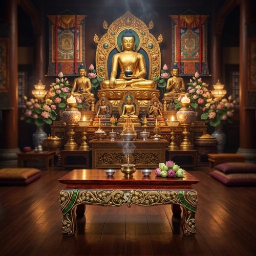 Thai altar table - gold, wooden