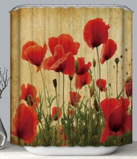 Red Poppy Flowers Fabric
