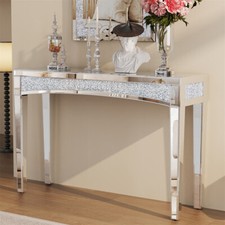 Luxury Mirrored Surfaces Console Table Entryway Tables with Sturdy Tapered Legs