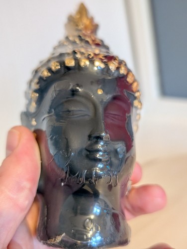Black and gold buddha head - black,