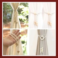 Wooden Beaded Curtain Tie back
