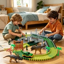144Pcs Dinosaur Race Track Car