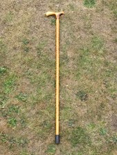 Wooden walking stick with turned twist in stem - 36" inches approx'.