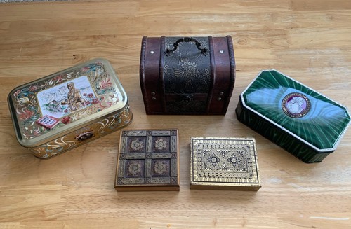 Vintage tin wooden boxes - vintage,